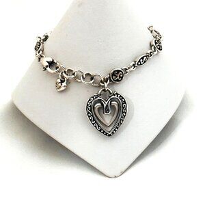 Brighton Ellington Silver Tone Heart Bracelet